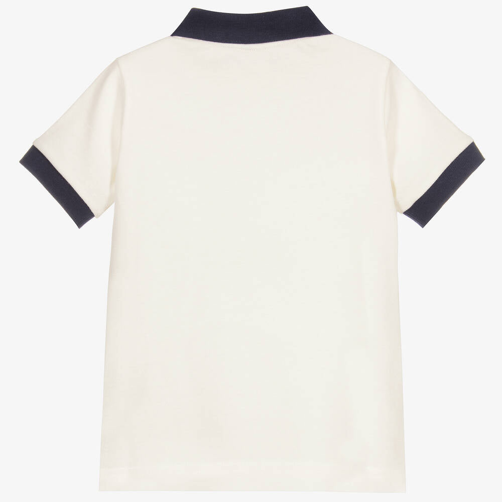 Boys White Cotton Polo Shirt