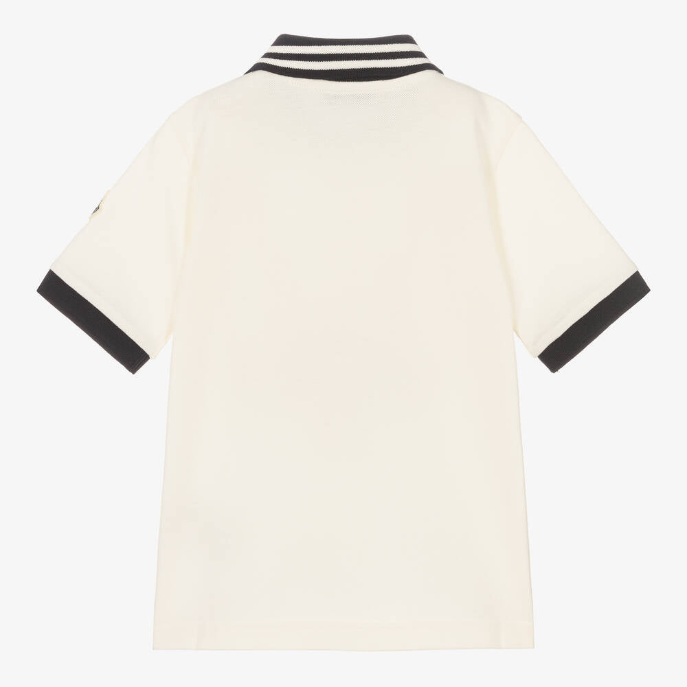 Boys White Cotton Polo Shirt