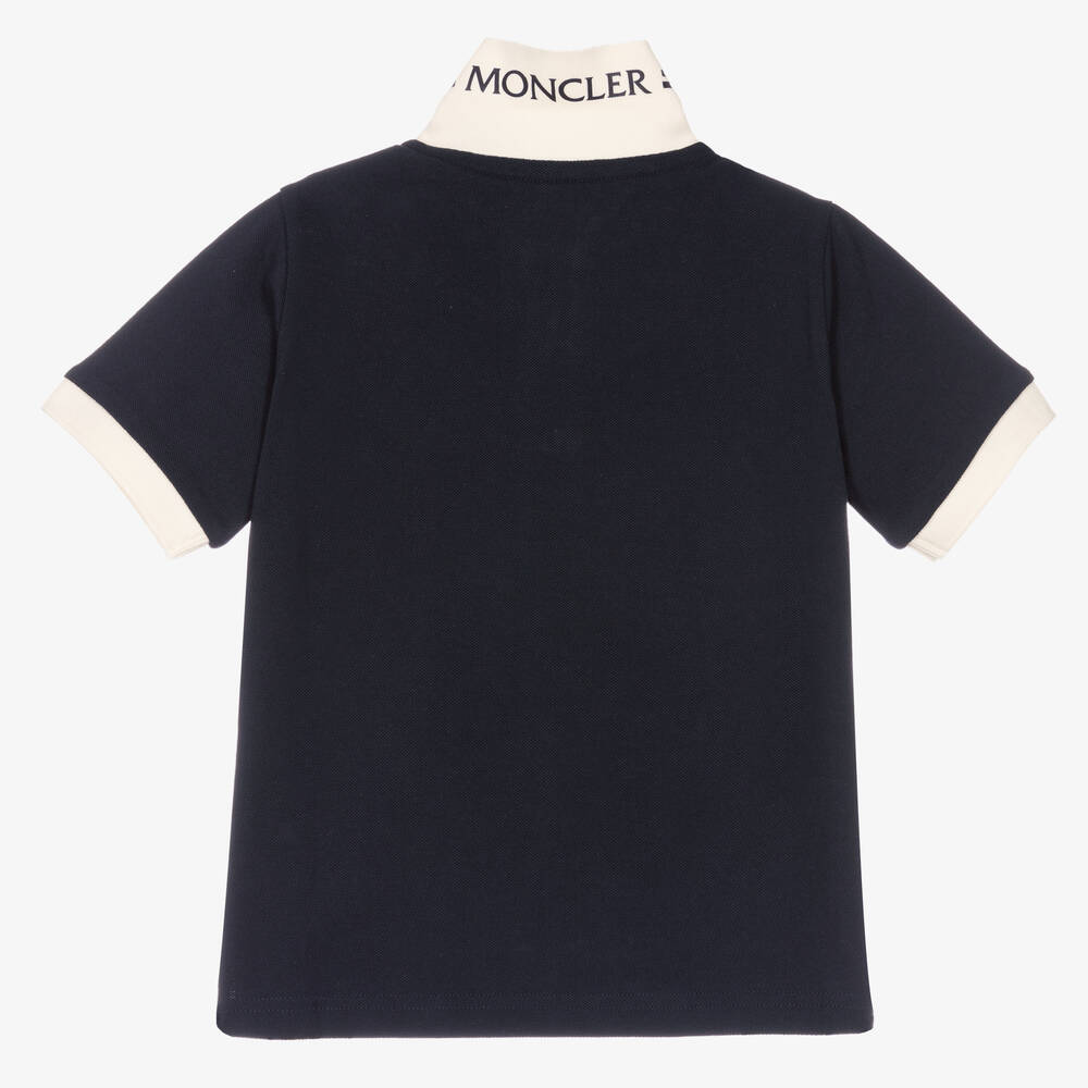 Boys Dark Blue Logo Cotton Polo Shirt