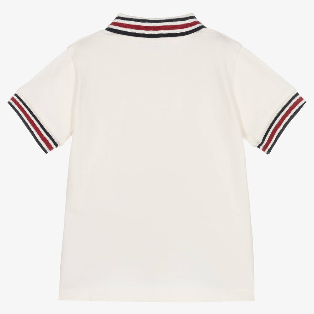 Baby Boys White Cotton Polo Shirt