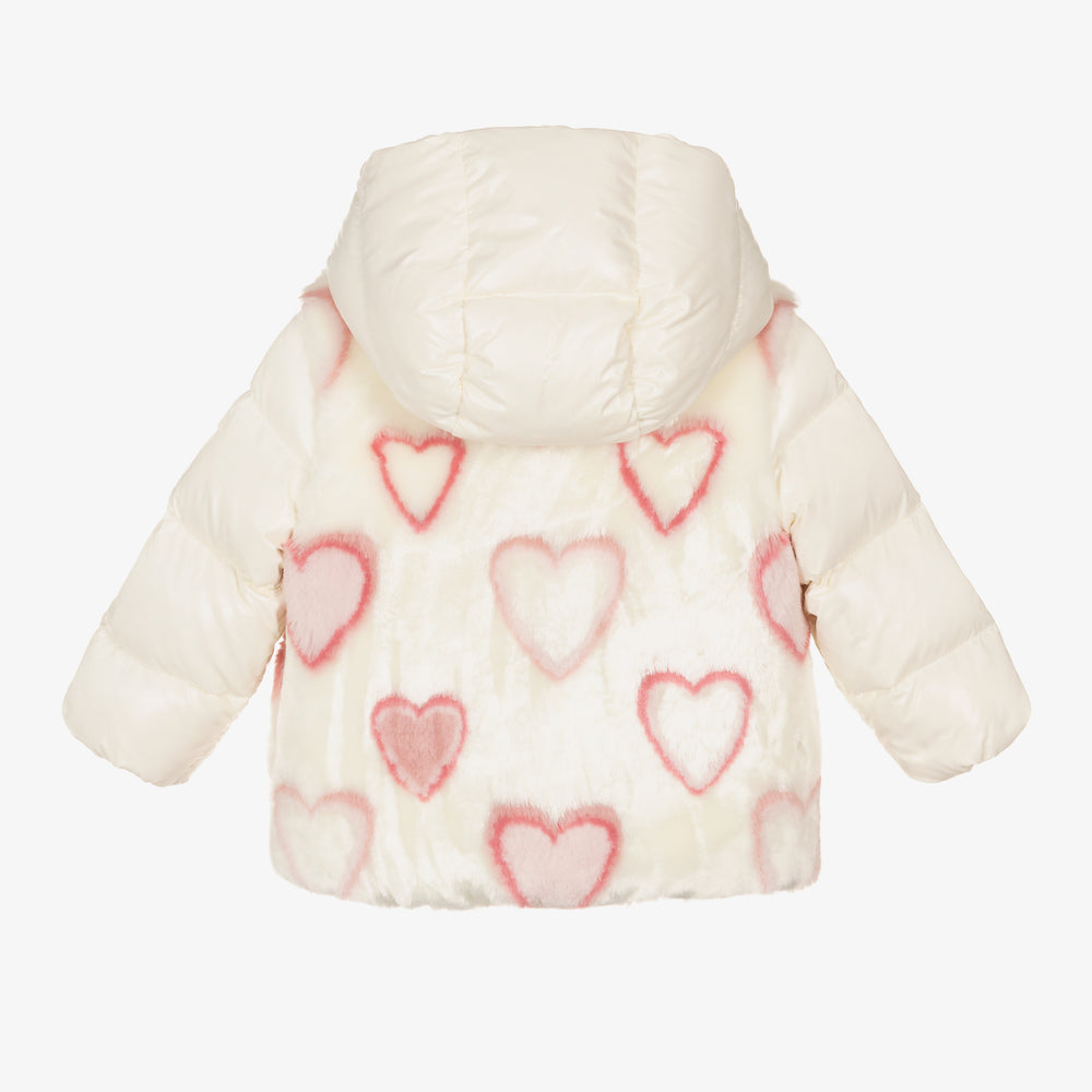 Baby Girls White "ADAMAS" Padded Down Jacket