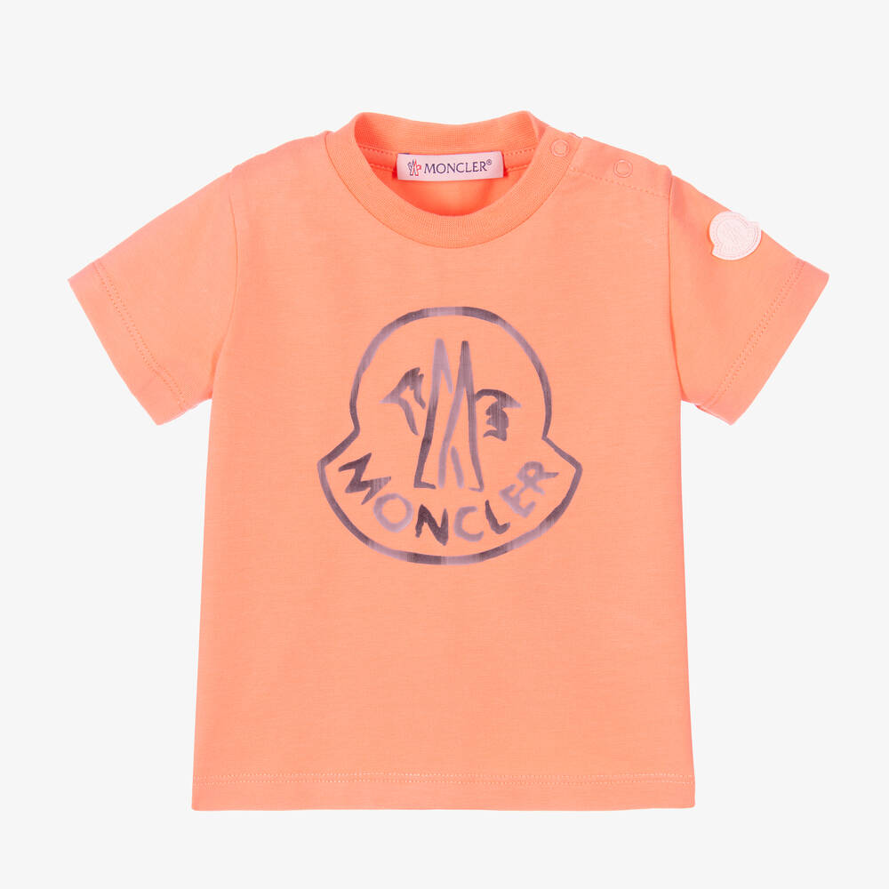 Baby Girls Orange Logo Cotton T-Shirt
