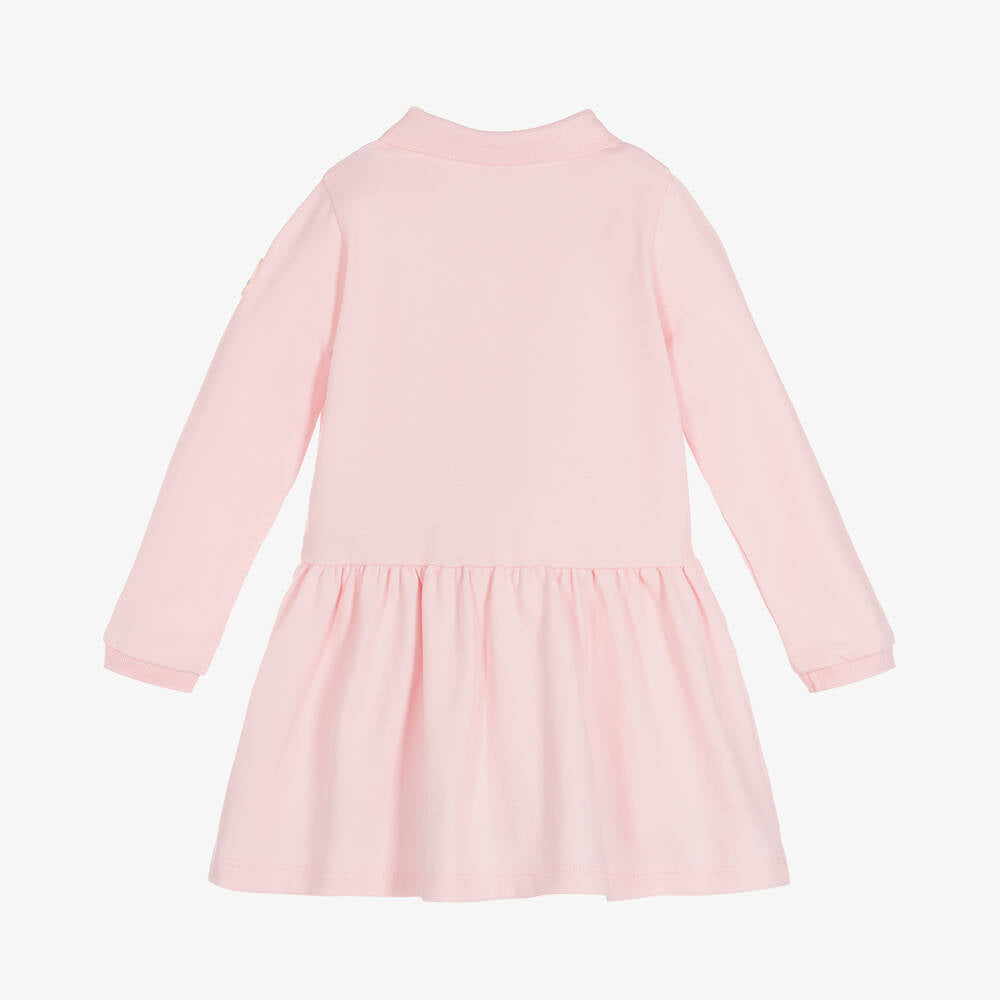 Girls Pale Pink Logo Cotton Dress
