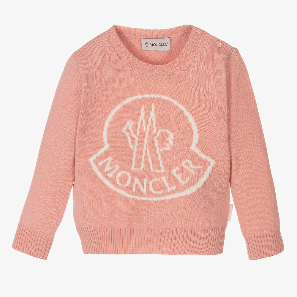 Baby Girls Pink Logo Cashmere Sweater