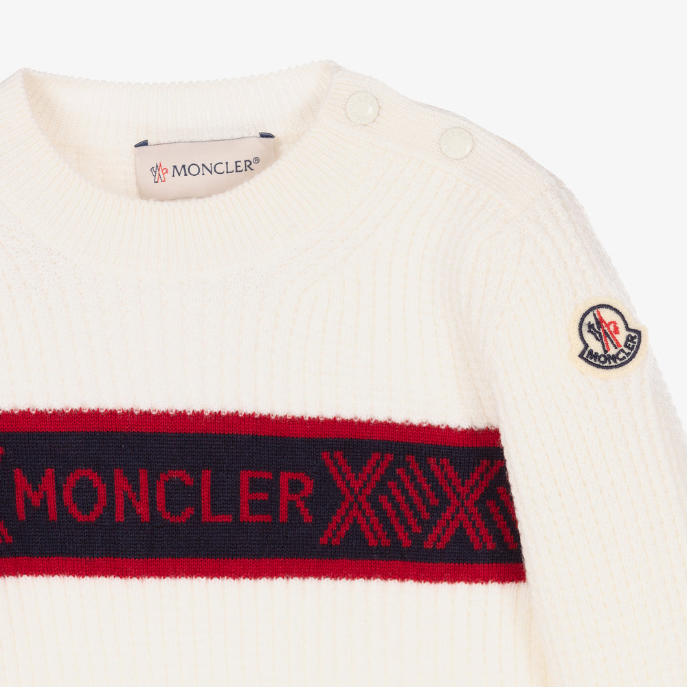 Baby Boys White Logo Wool Sweater