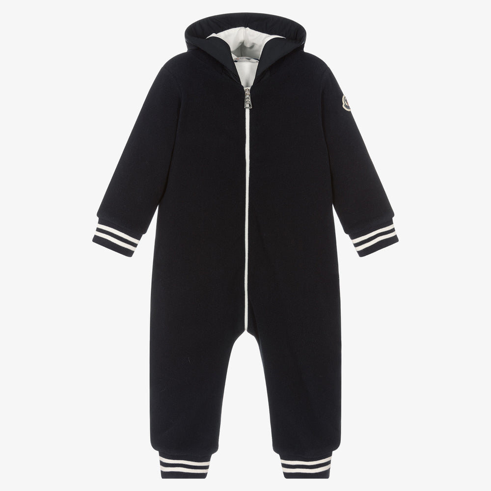 Baby Boys Dark Blue Logo Babysuit