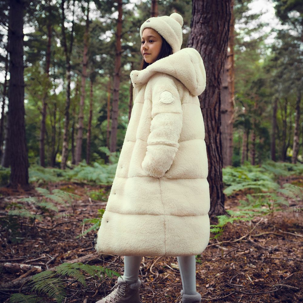 Girls White Bagaud Padded Down Long Coat