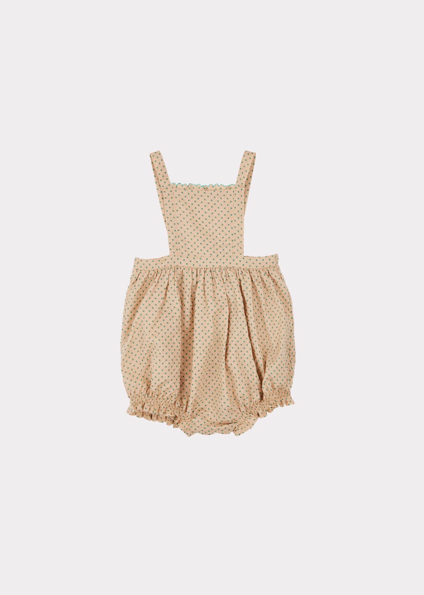 Baby Girls Khaki & Green Polka Dots Cotton Shorts
