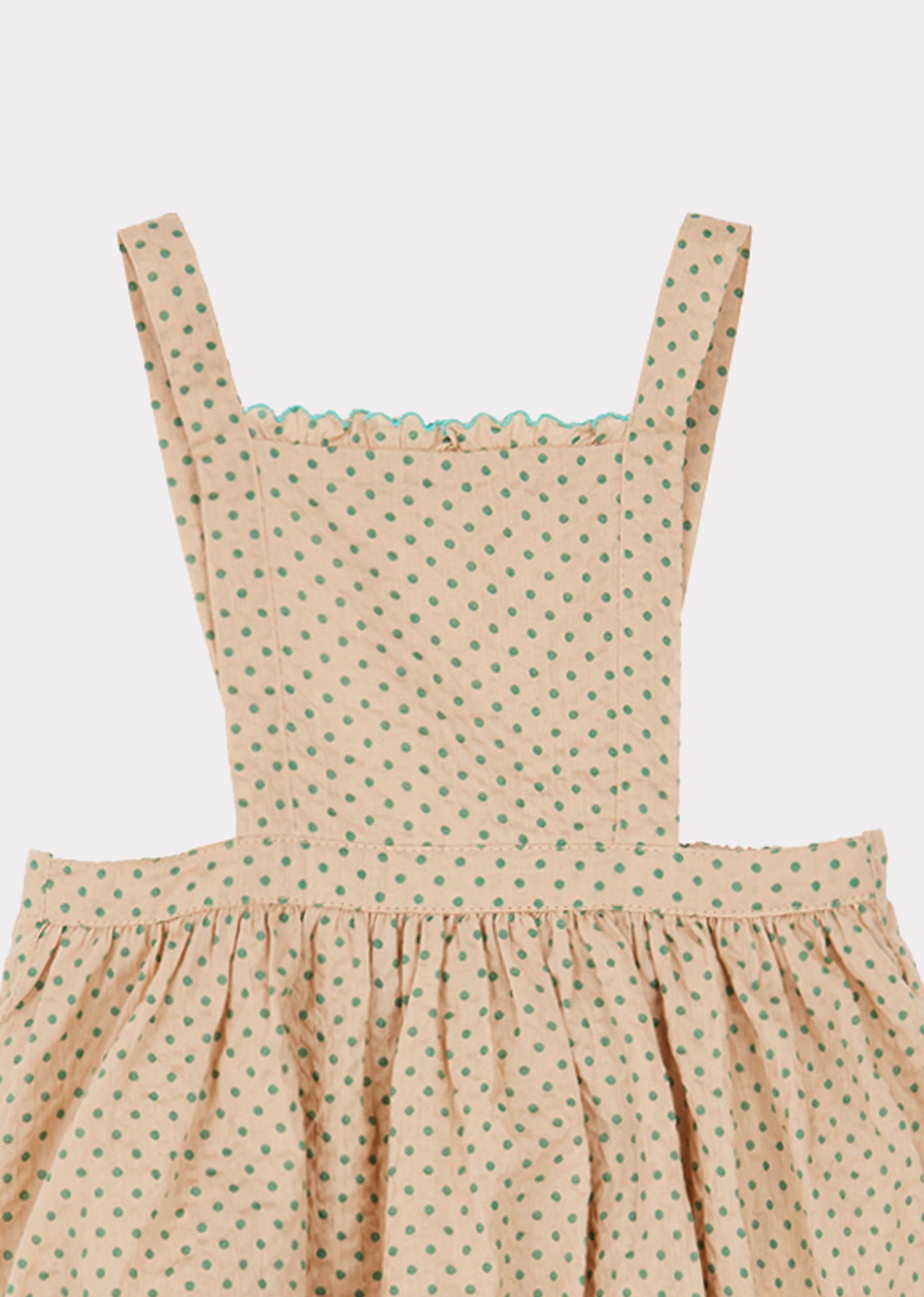 Baby Girls Khaki & Green Polka Dots Cotton Shorts