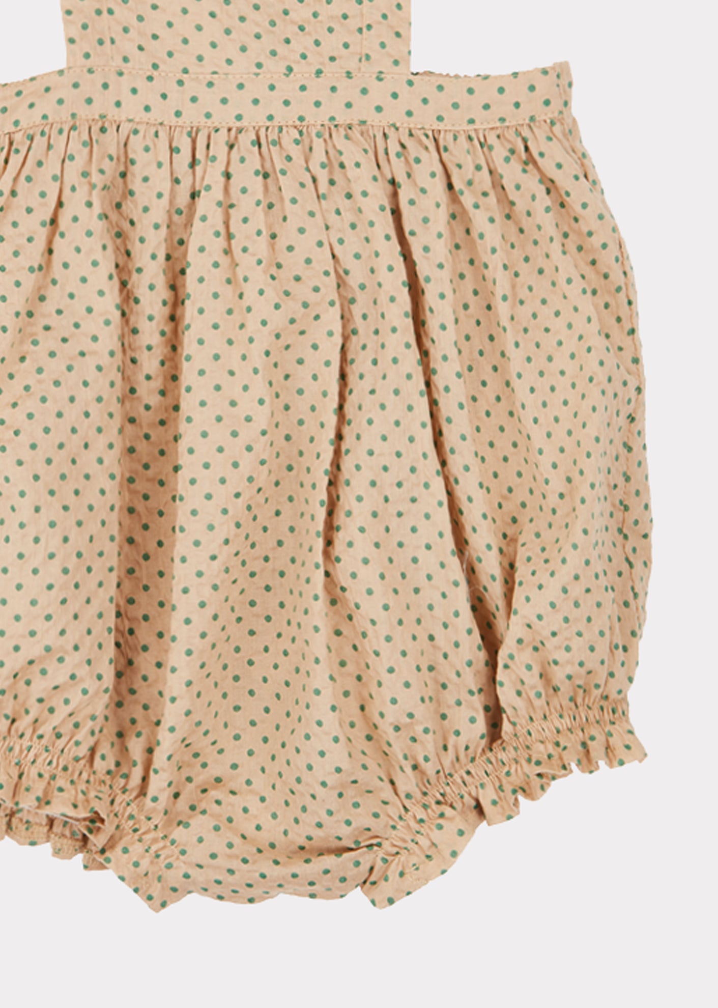 Baby Girls Khaki & Green Polka Dots Cotton Shorts