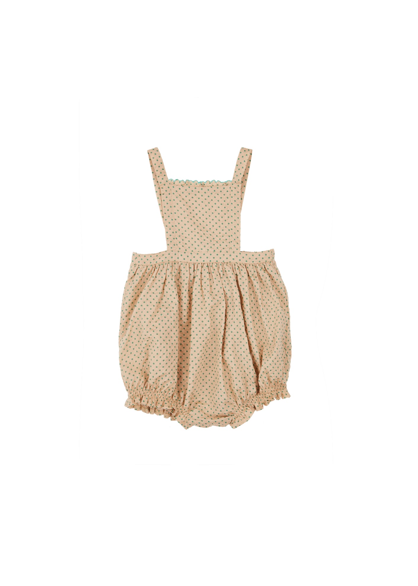 Baby Girls Khaki & Green Polka Dots Cotton Shorts