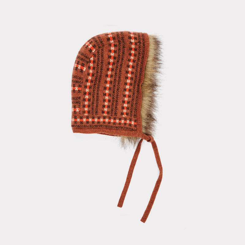 Girls Rust Fairisle Hat