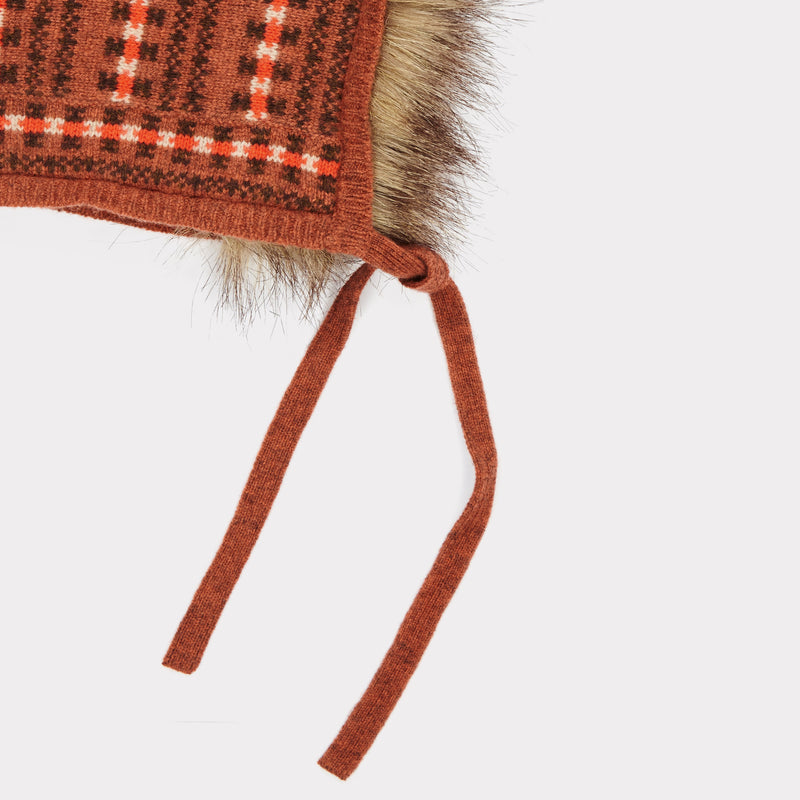 Girls Rust Fairisle Hat