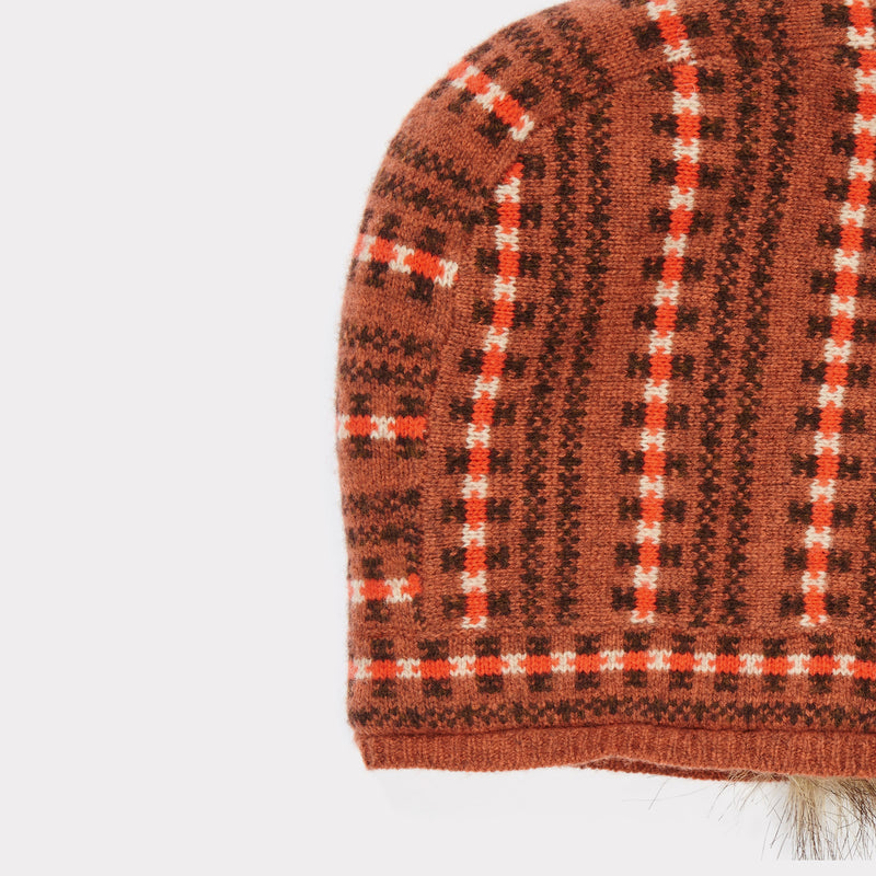 Girls Rust Fairisle Hat