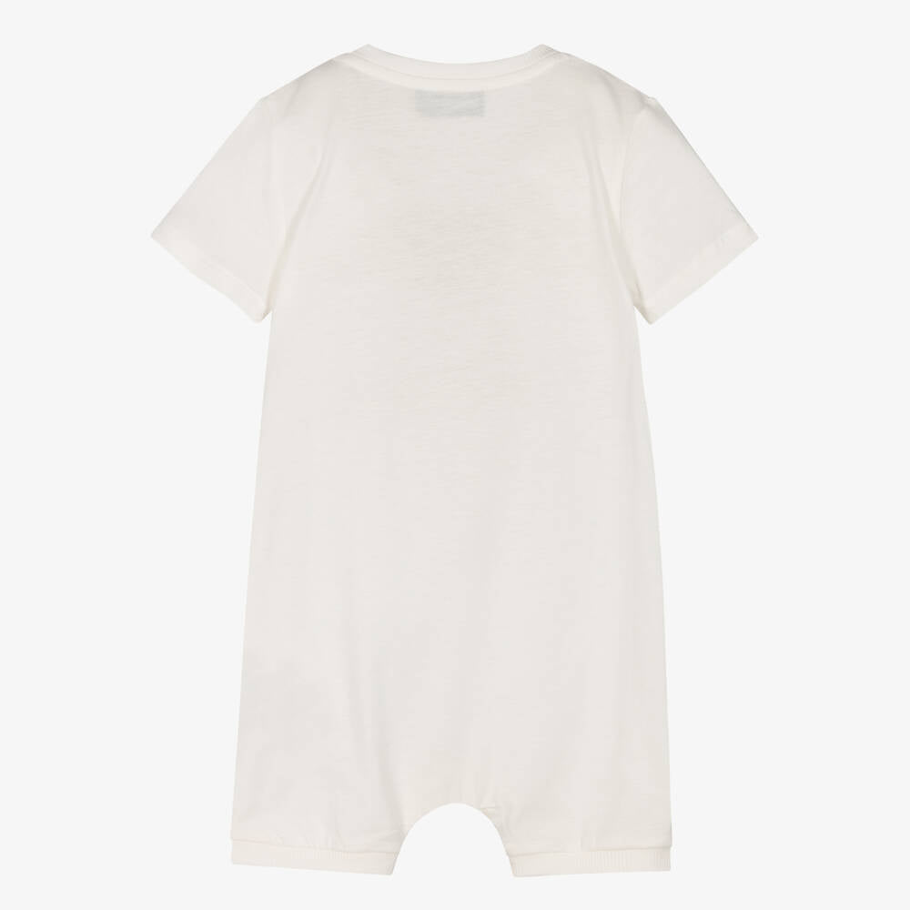 Baby Boys & Girls White Cotton Babysuit