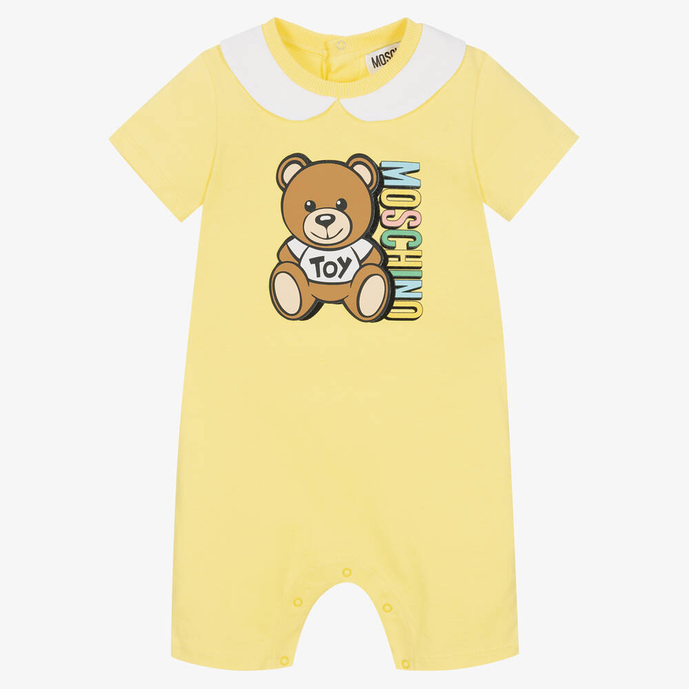 Baby Boys & Girls Yellow Cotton Babysuit