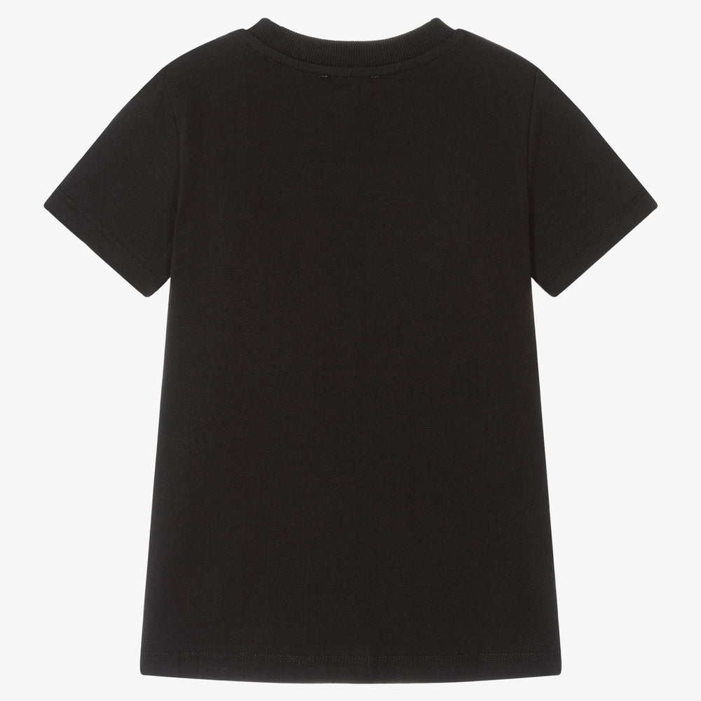 Boys & Girls Black Printed Cotton T-Shirt