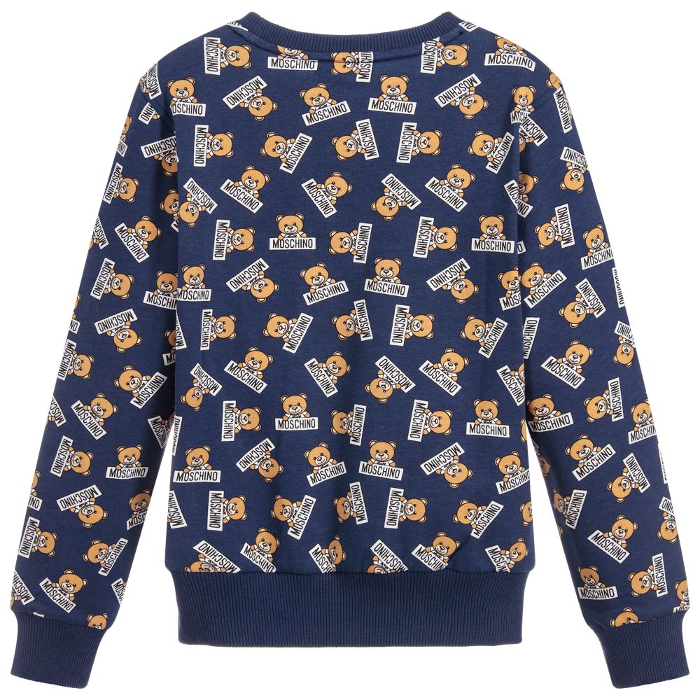 Boys Blue Printed Cotton Sweatshirt