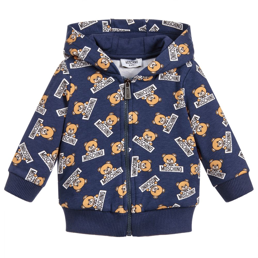 Baby Boys Blue Printed Cotton Sweatshirt