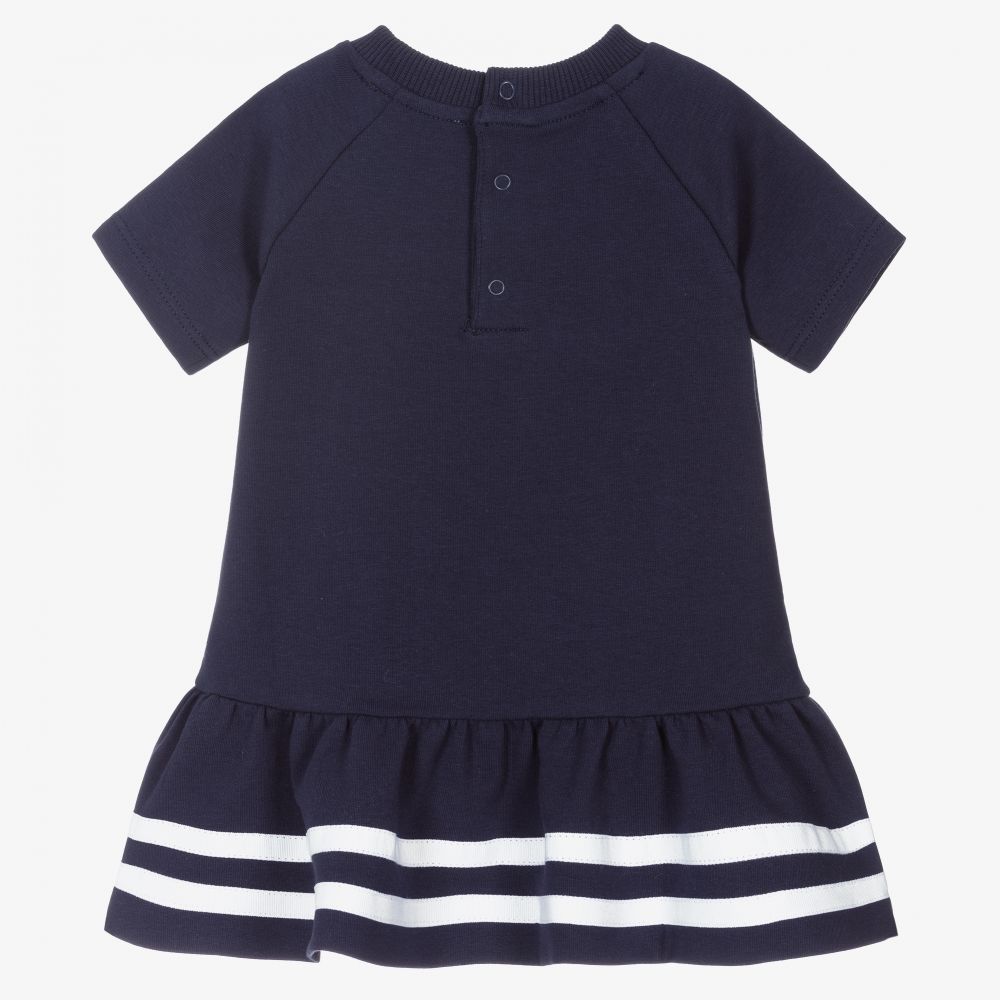 Girls Navy Blue Teddy Bear Logo Dress