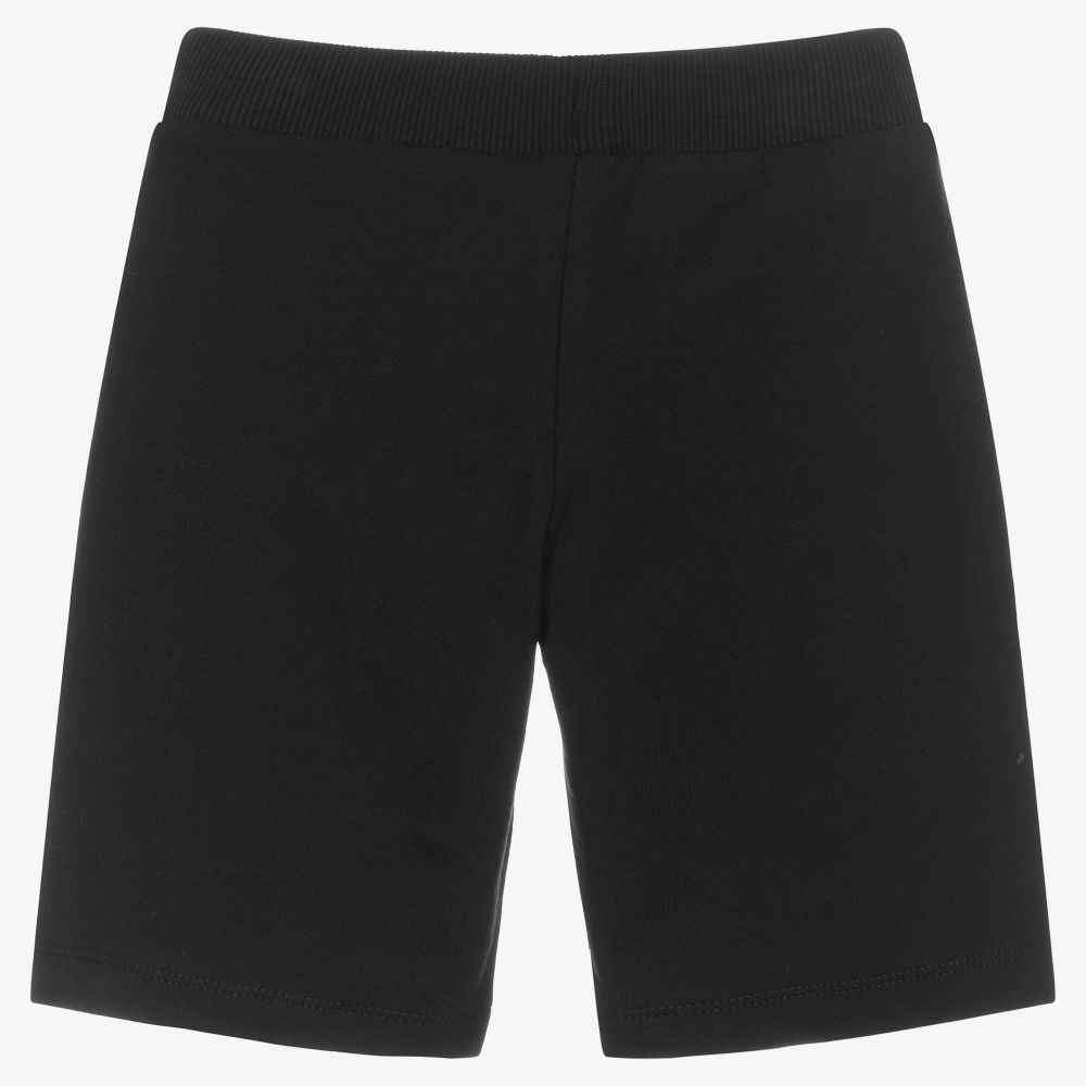 Boys Black Cotton Logo Shorts