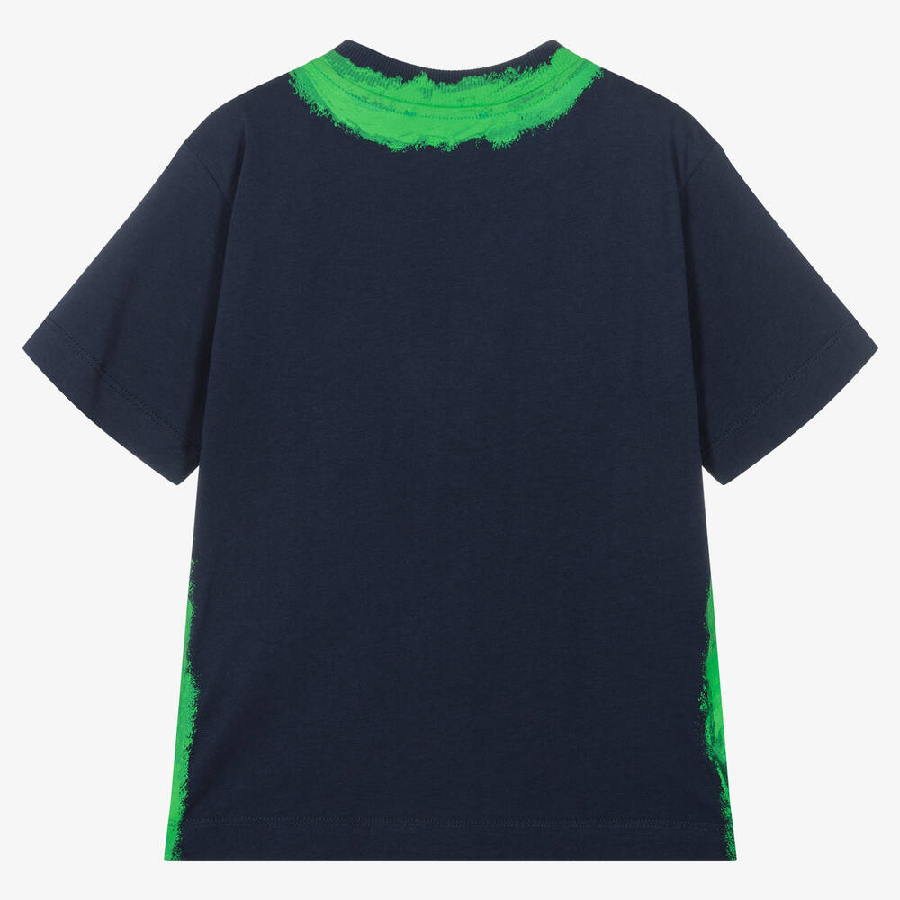 Boys Navy Logo Cotton T-Shirt
