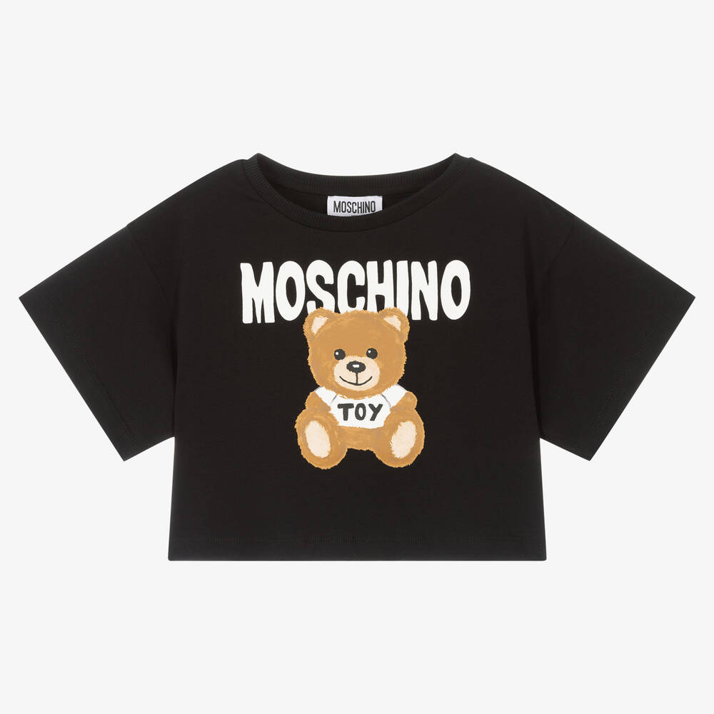 Girls Black Logo Cotton T-Shirt