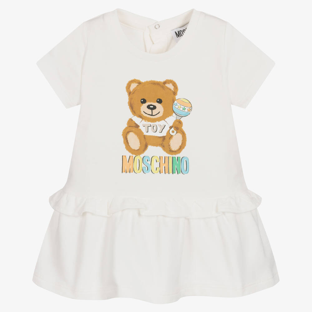 Baby Girls White Printed Cotton Dress