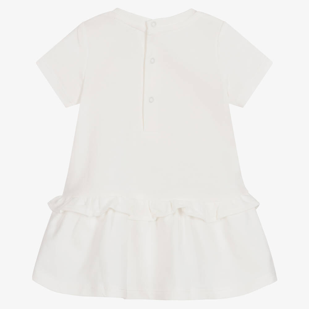 Baby Girls White Printed Cotton Dress