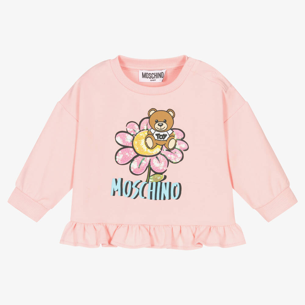 Baby Girls Pink Printed Cotton Sweatshirt