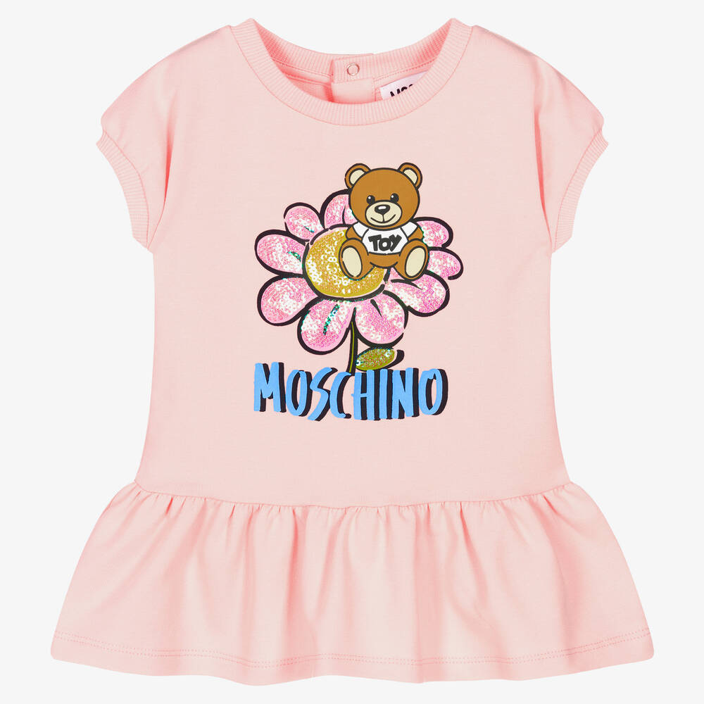 Baby Girls Pink Printed Cotton Dress
