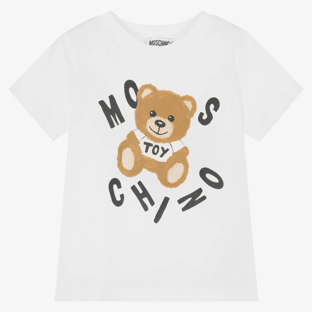 Boys & Girls White Logo Cotton T-Shirt