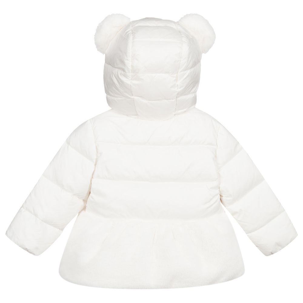 Baby Girls White Teddy Bear Padded Down Jacket