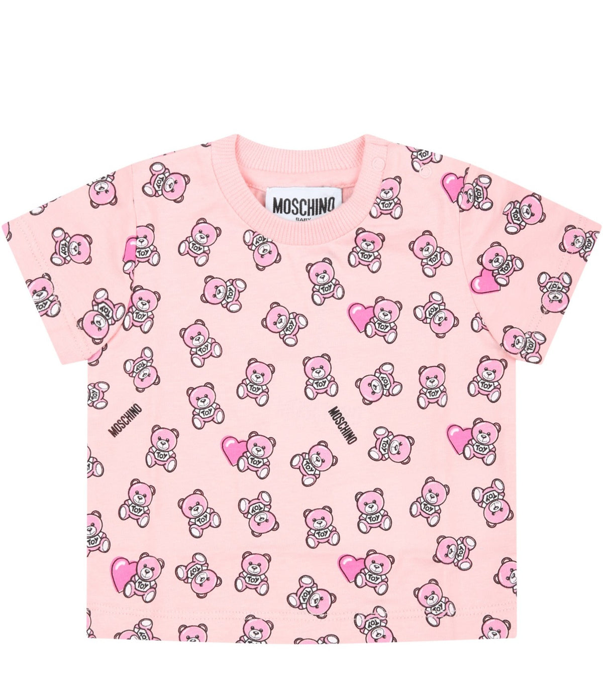T-shirt en coton rose à logo pour bébé fille