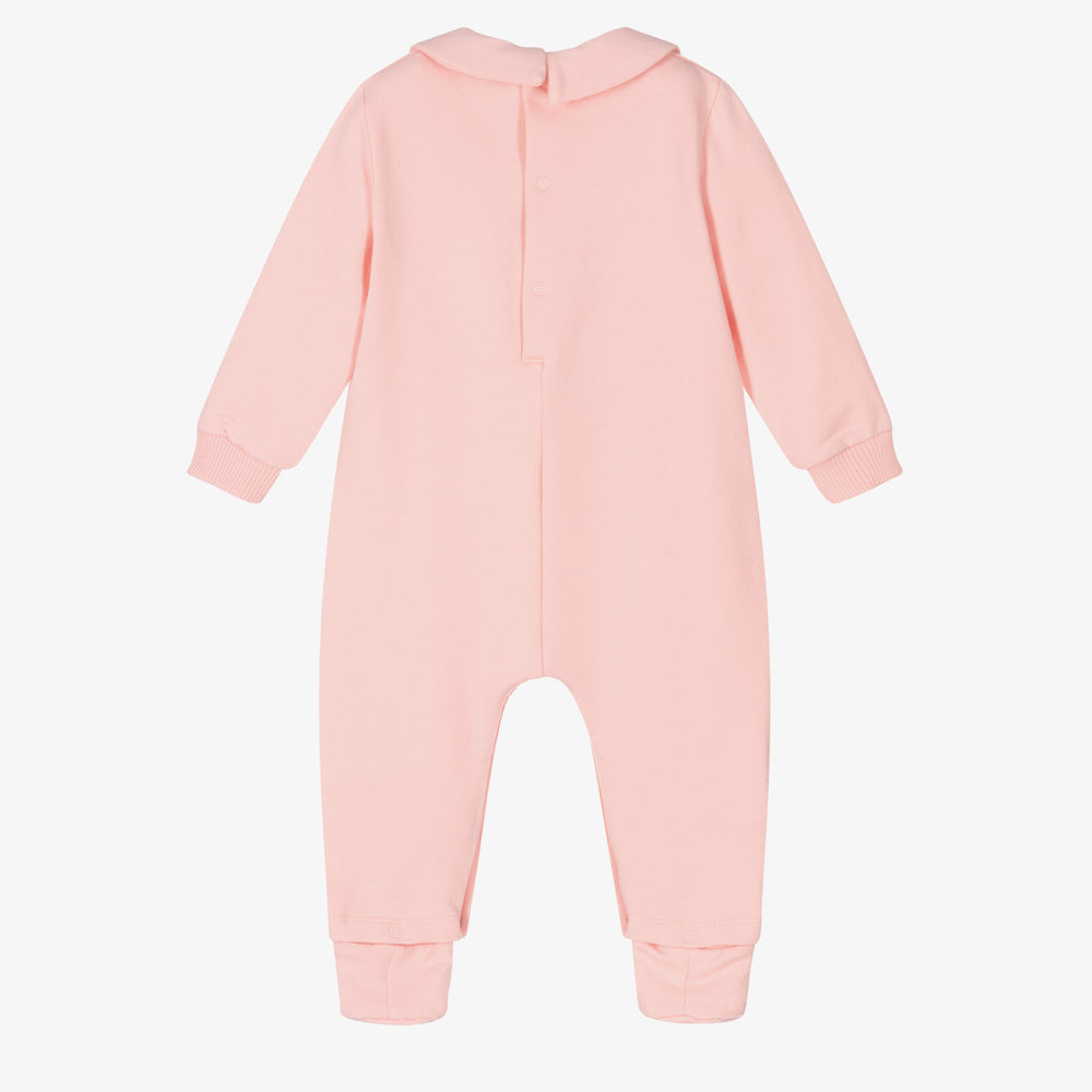 Baby Girls Pink Logo Cotton Babysuit