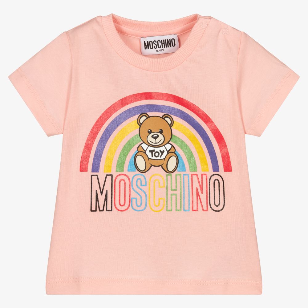 Baby Girls Pink Bear Cotton T-Shirt