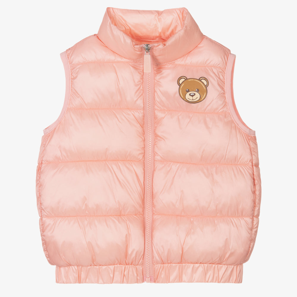 Girls Pink Logo Padded Gilet
