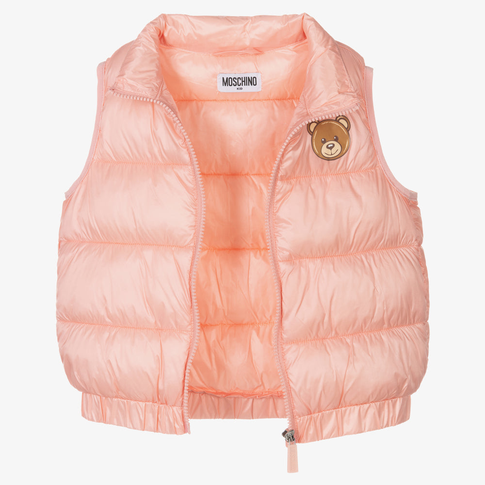 Girls Pink Logo Padded Gilet