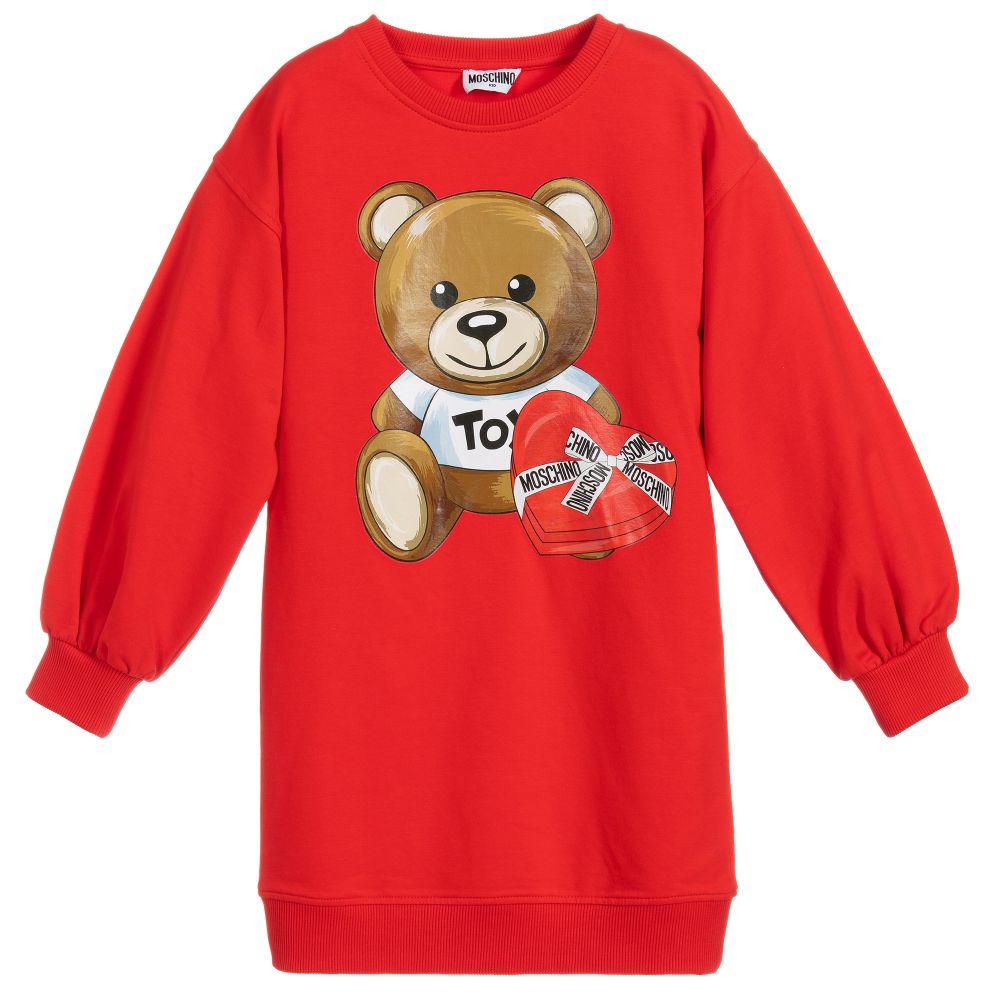 Girls Red Teddy Bear Dress
