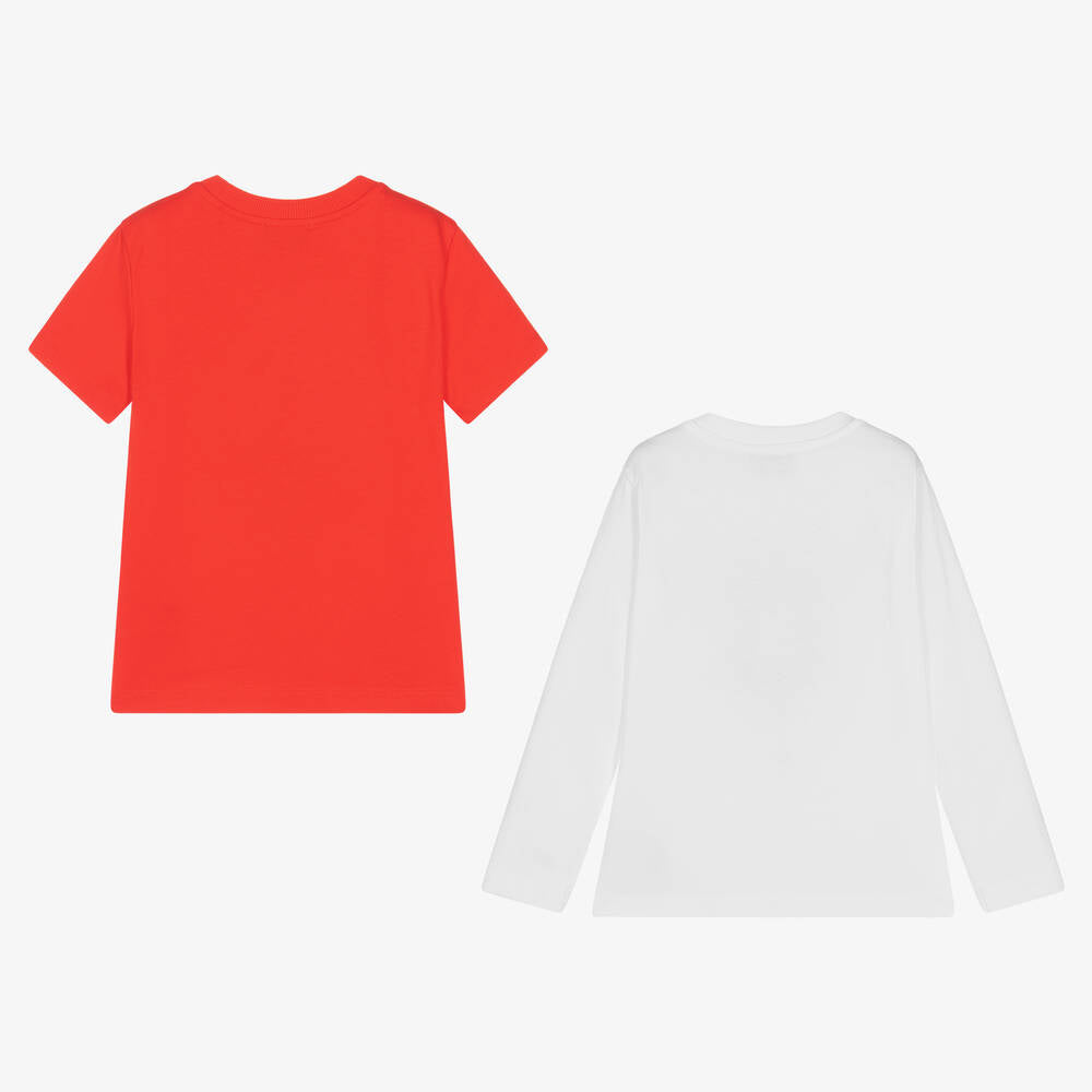 Boys & Girls Red Cotton T-Shirt Set