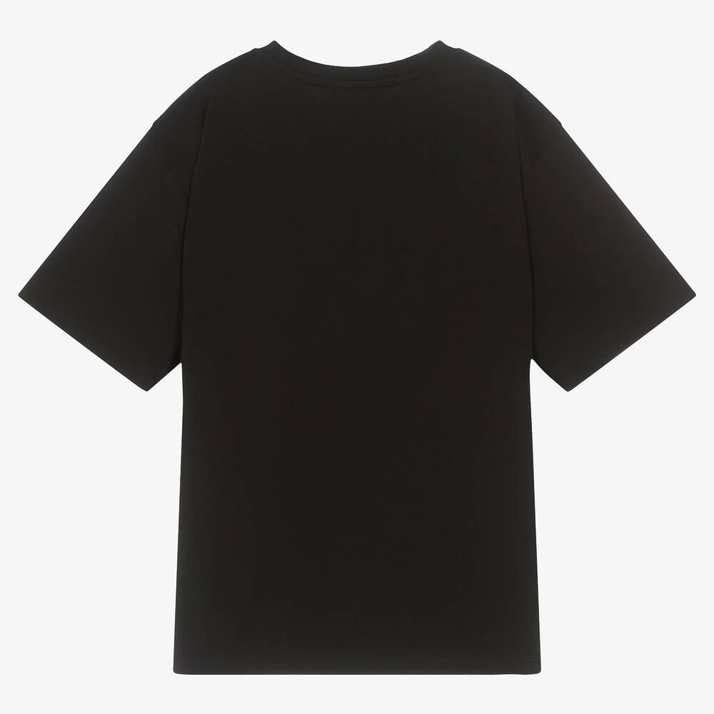 Boys & Girls Black Logo Cotton T-Shirt