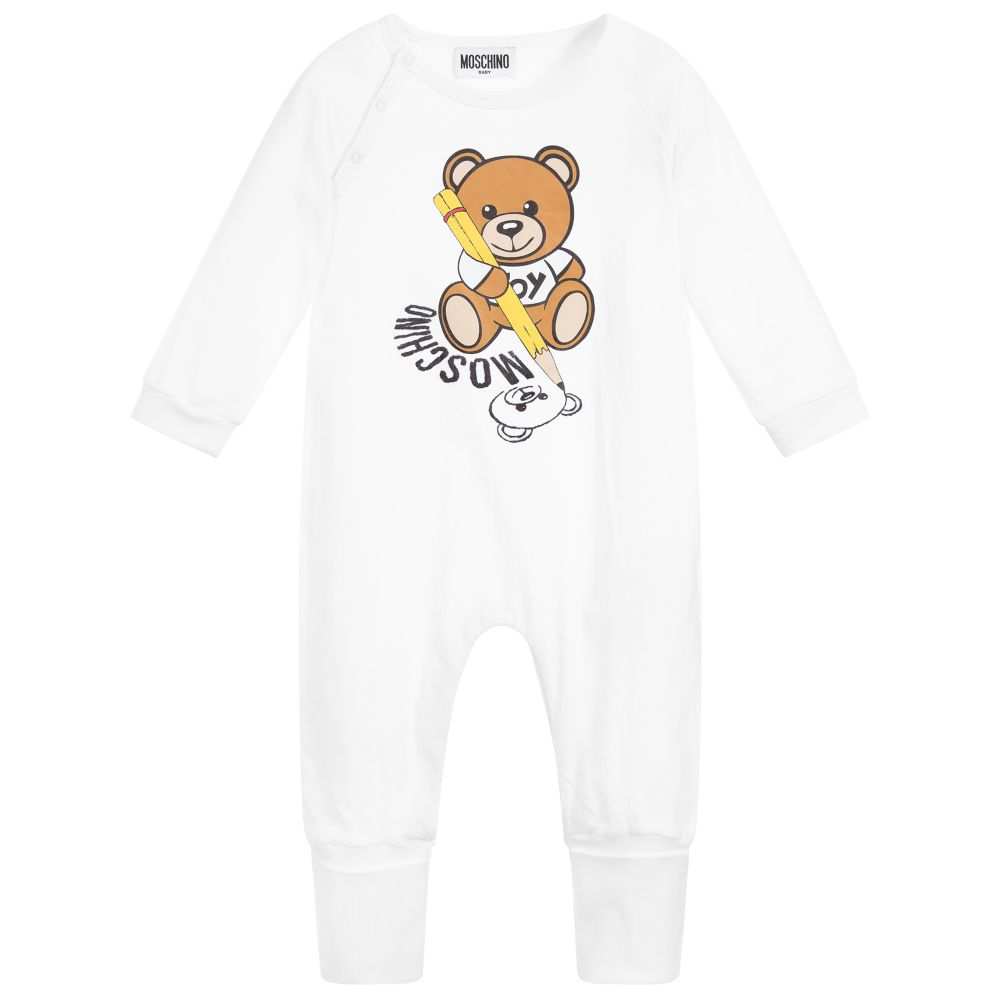 Baby Boys & Girls Optical White Print Cotton Romper