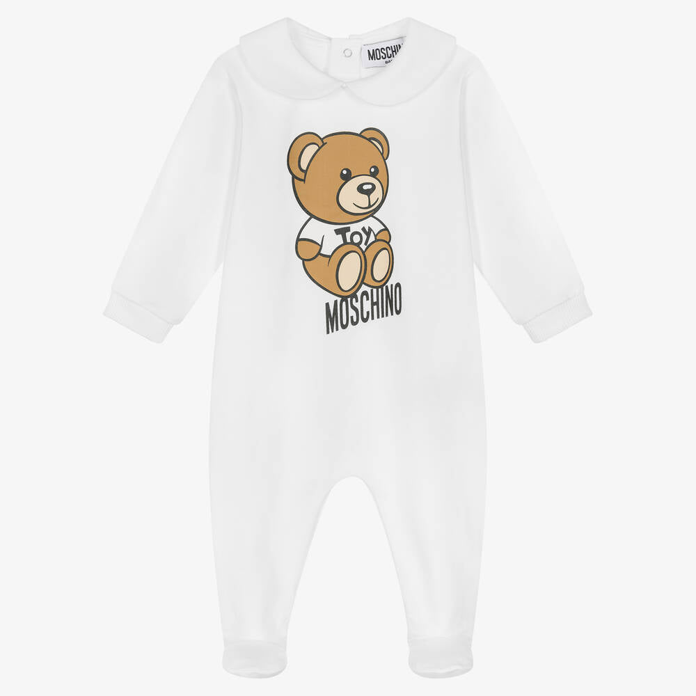 Baby Boys & Girls White Cotton Babysuit