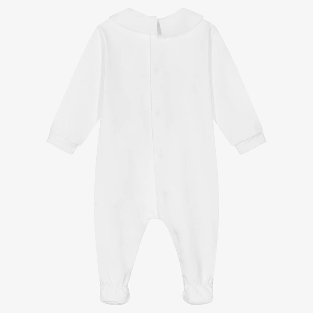 Baby Boys & Girls White Cotton Babysuit