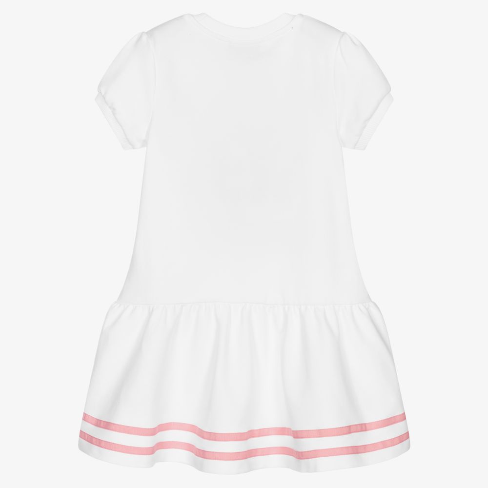 Girls White Bear Cotton Dress