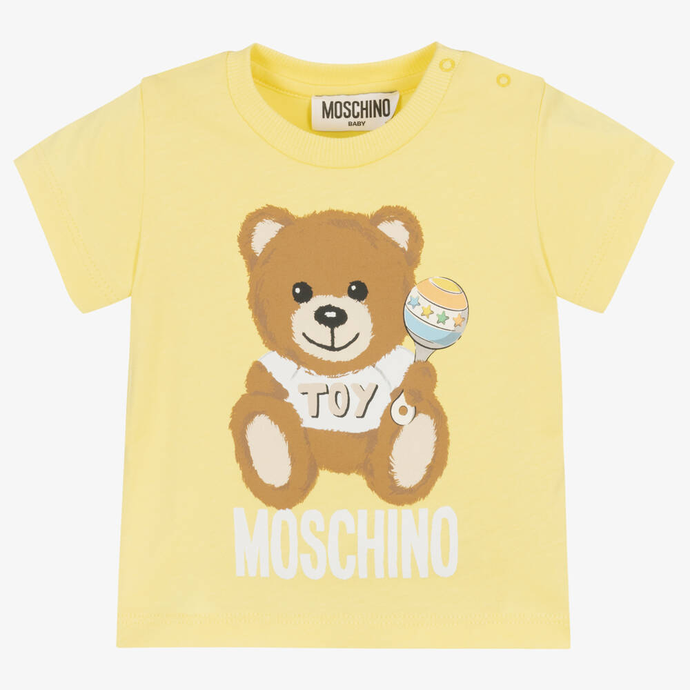Baby Boys & Girls Yellow Logo Cotton T-Shirt