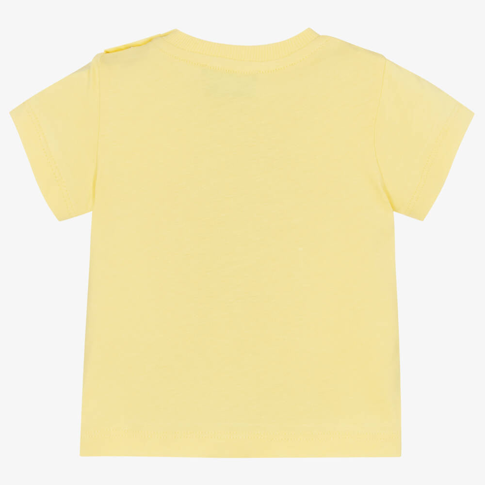 Baby Boys & Girls Yellow Logo Cotton T-Shirt