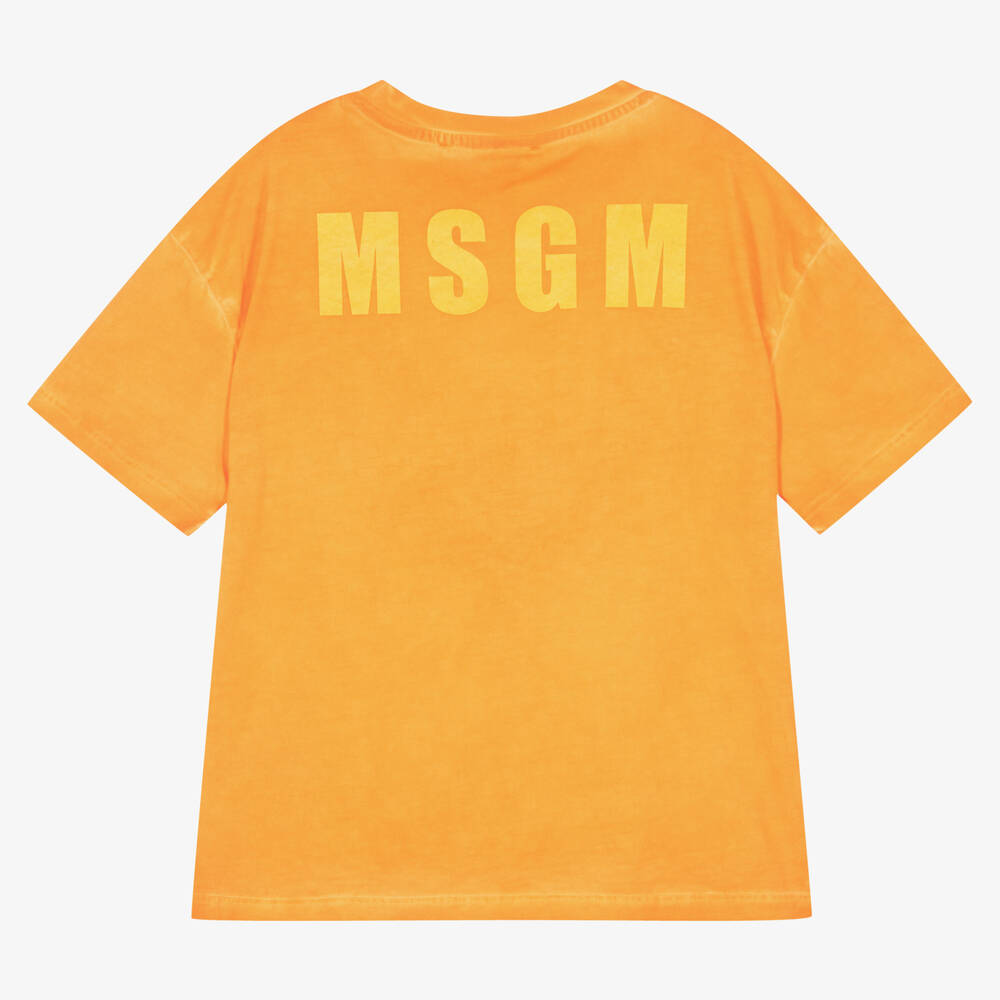 Boys Orange Logo Cotton T-Shirt