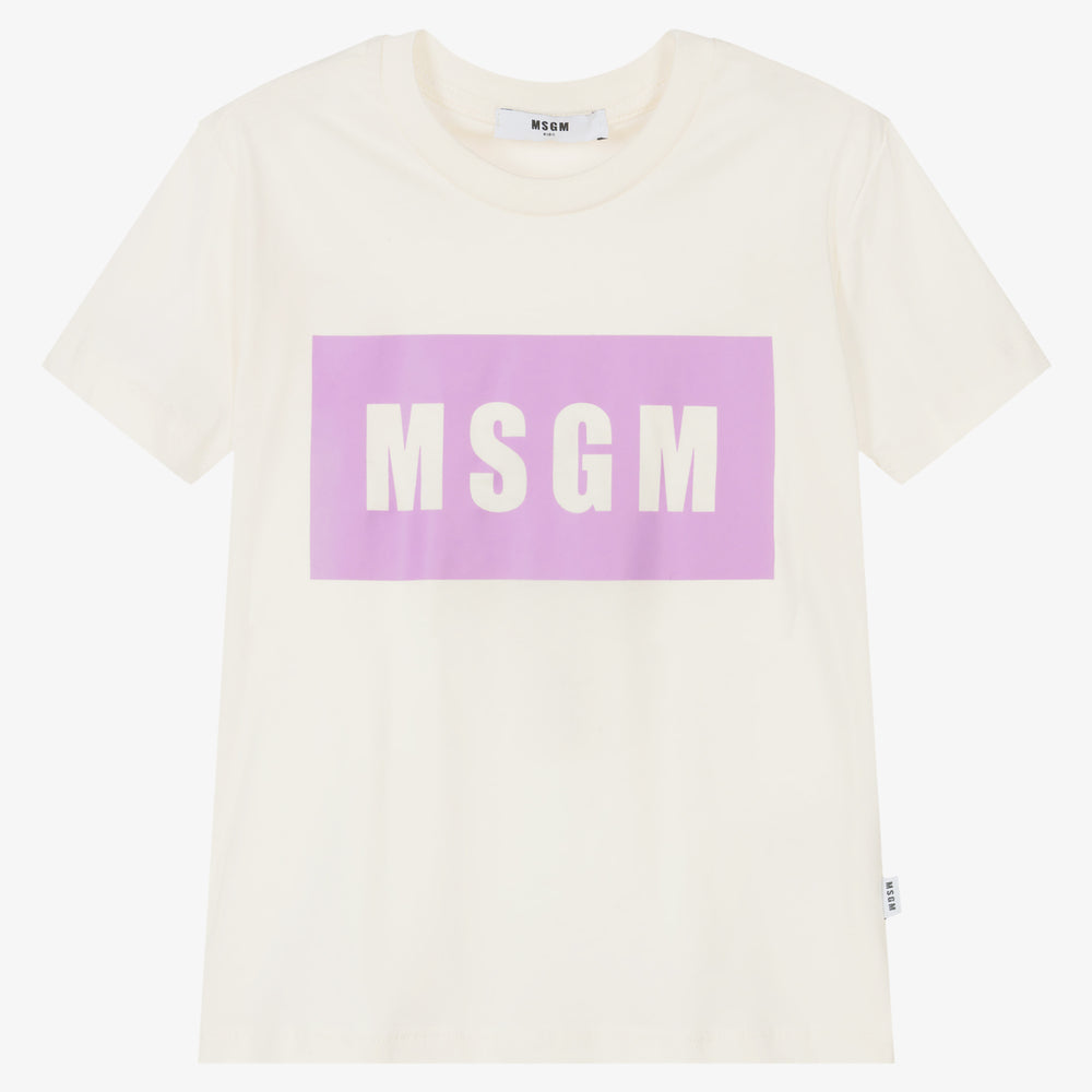 Boys & Girls White Logo Cotton T-Shirt