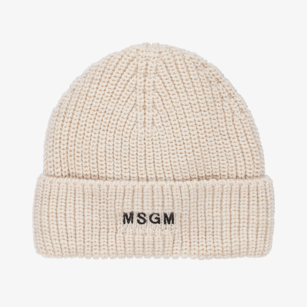 Boys & Girls White Wool Knit Hat
